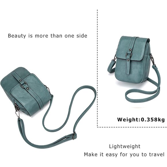 Women's Blue Vintage Cross Body Phone Bag Small Messenger Shoulder Handbag - Picture 7 of 7